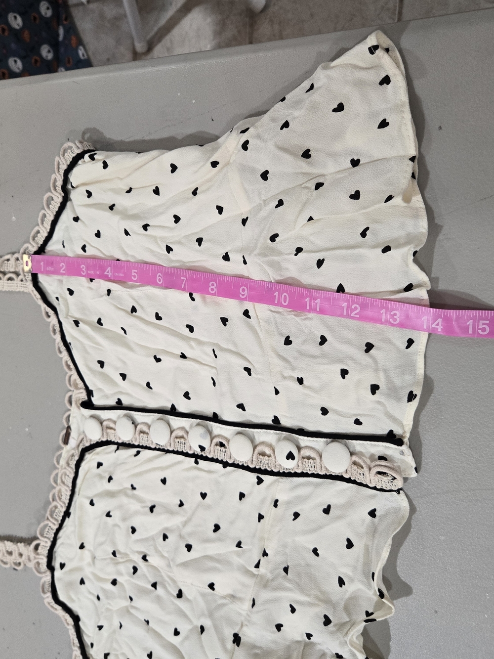 Free People White Heart-Print Ruffle Button Cami - Picture 5 of 6